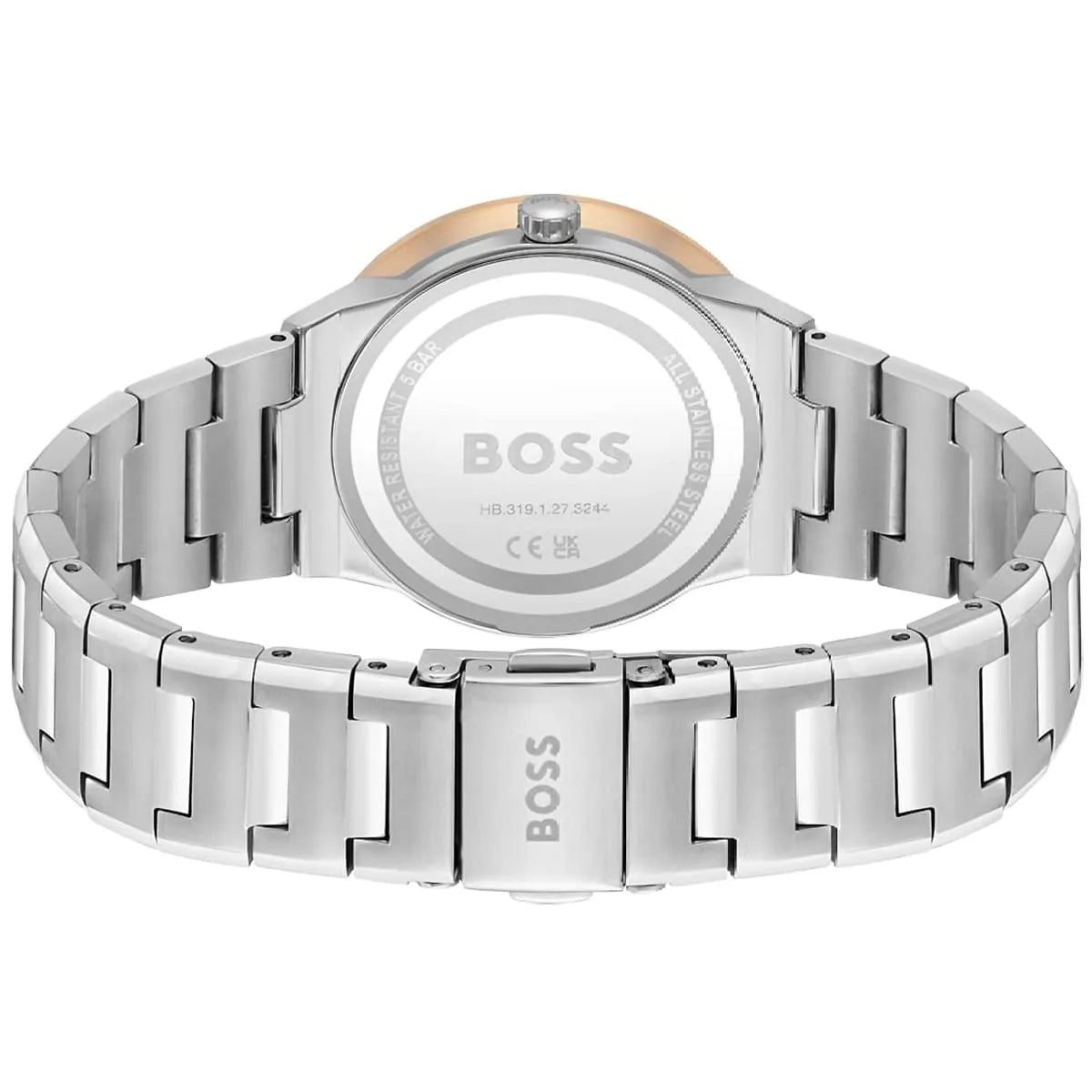 Hugo Boss Breath stainless steel three-link bracelet with logo detail