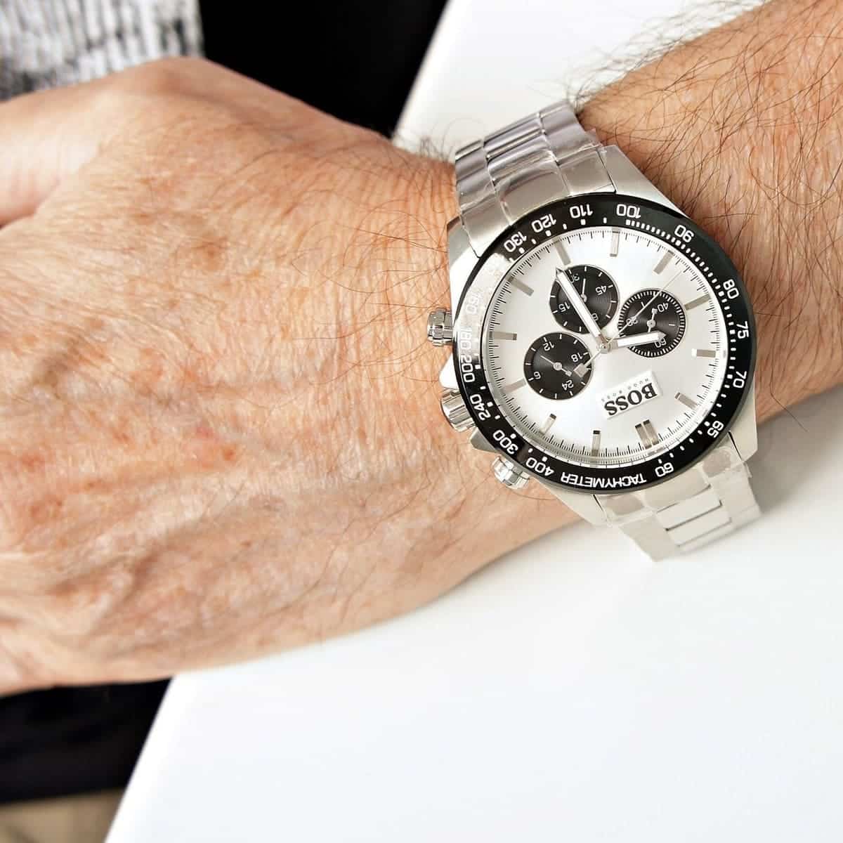 Hugo Boss Ikon Chronograph Silver Dial Silver Steel Strap Men's Watch - 1512964