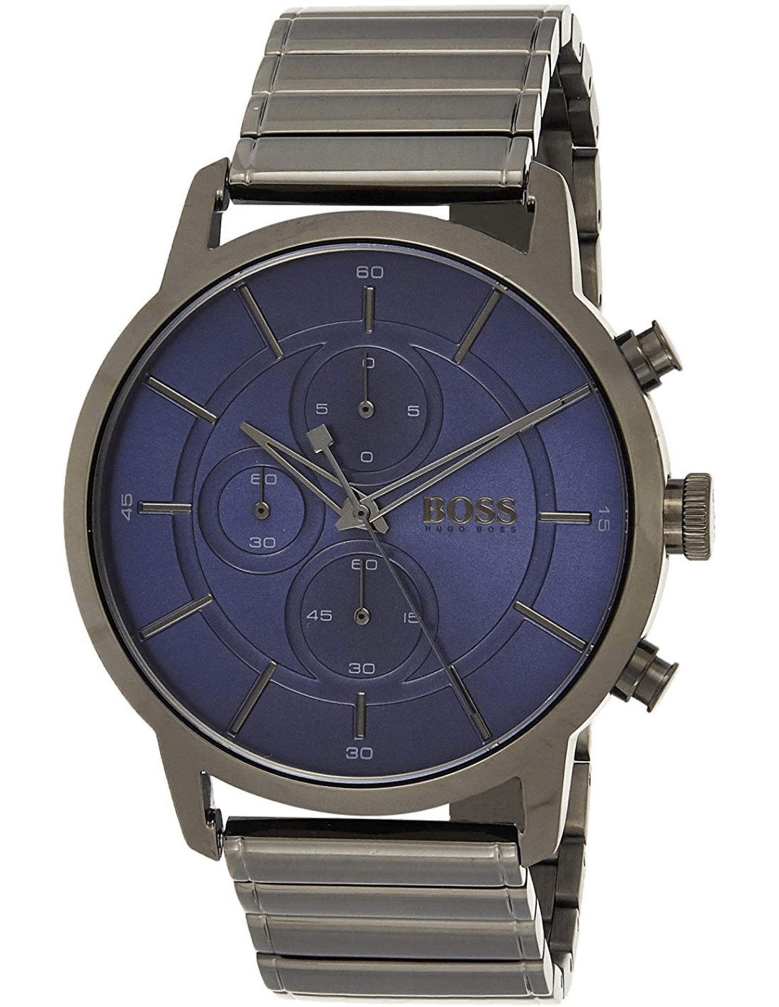 Hugo Boss Chronograph Blue Dial Gray Stainless Steel Bracelet Mens Watch - 1513574