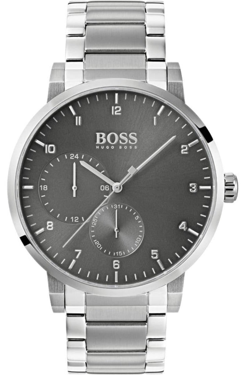 Hugo Boss PIONEER chronograph watch with black dial and stainless steel bracelet