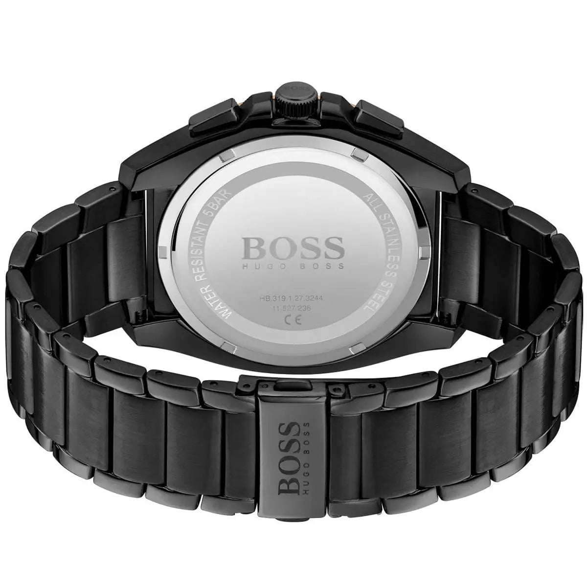 Hugo Boss Grandmaster caseback with stainless steel finish and water-resistant branding