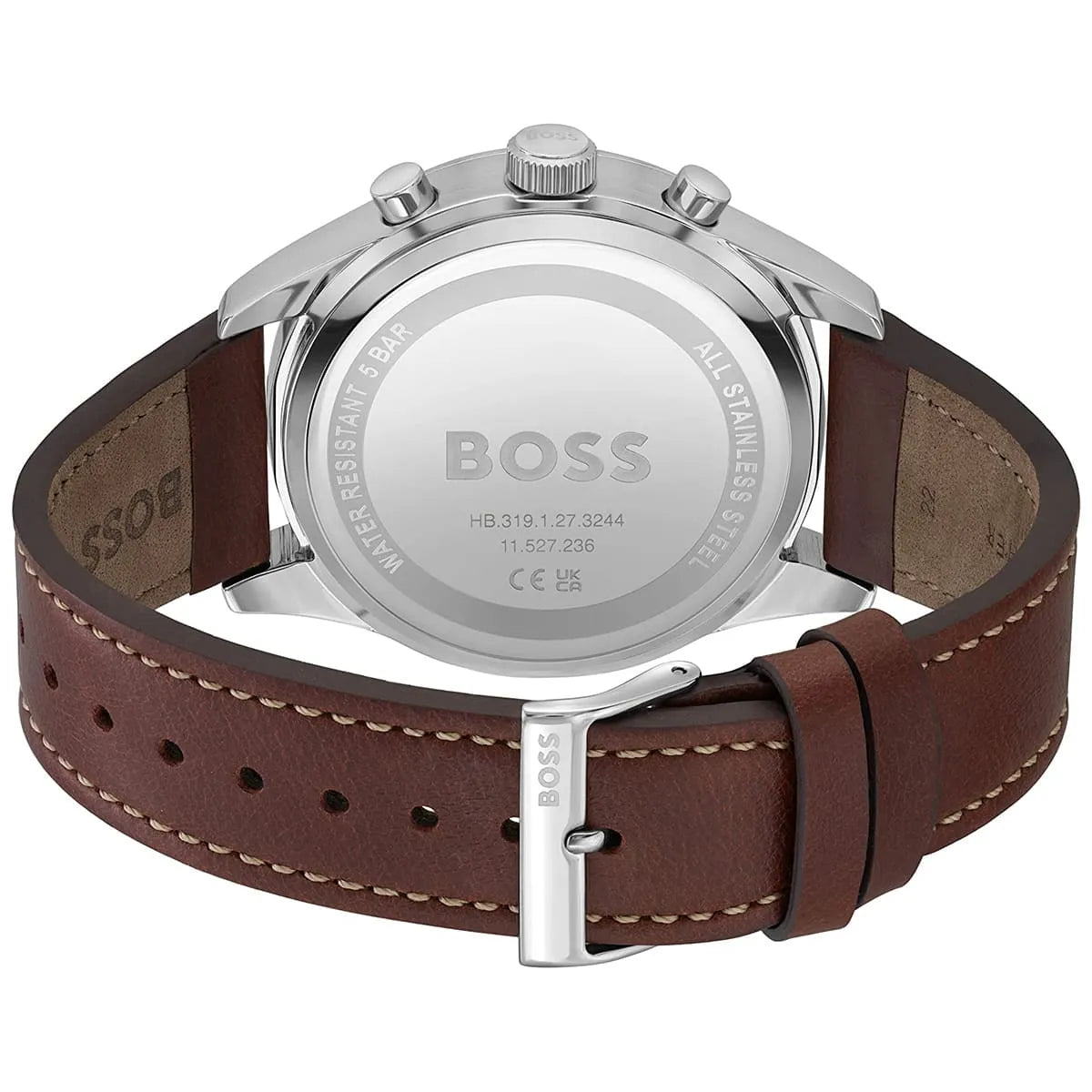 Hugo Boss 1513988 caseback showing stainless steel case back with engraved BOSS branding