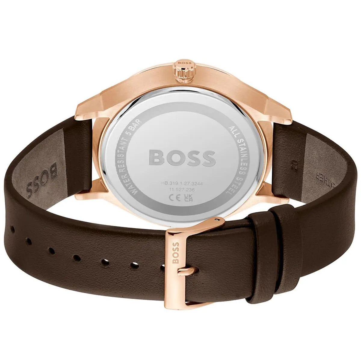 Hugo Boss Tyler watch caseback displaying BOSS branding and case specifications