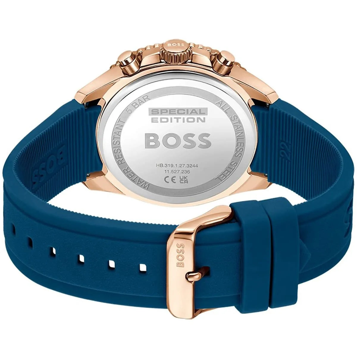 Hugo Boss Runner watch caseback showing Special Edition branding and engraving