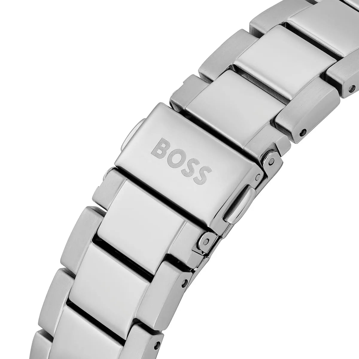 Hugo Boss stainless steel bracelet with logo engraving and fold-over clasp