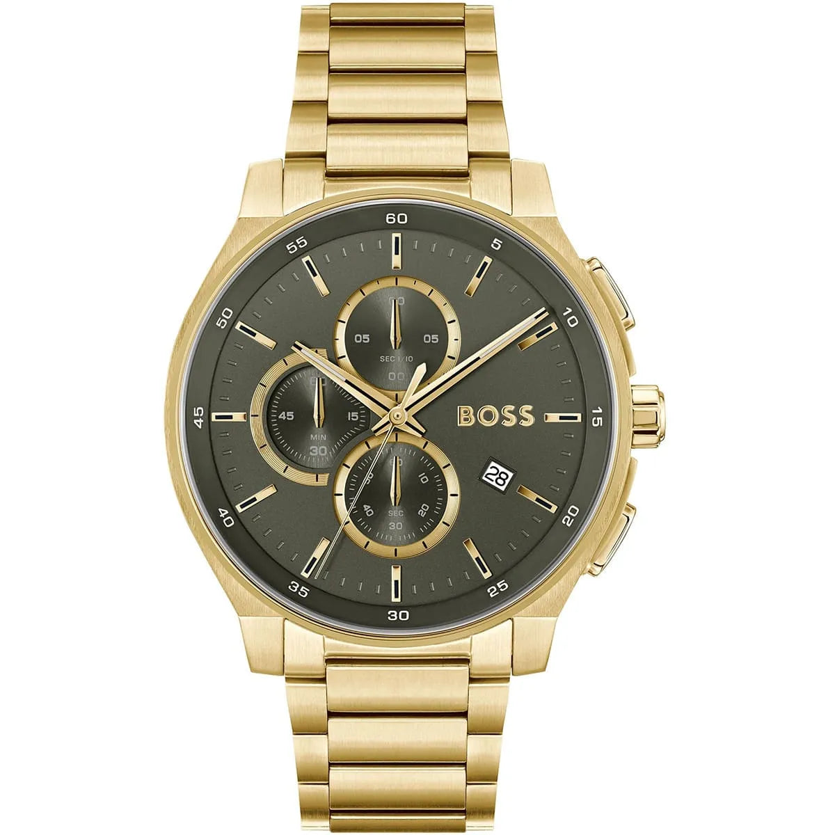 BOSS by Hugo Boss Gold Steel Olive Green Dial Chronograph Men's Watch - 1514190