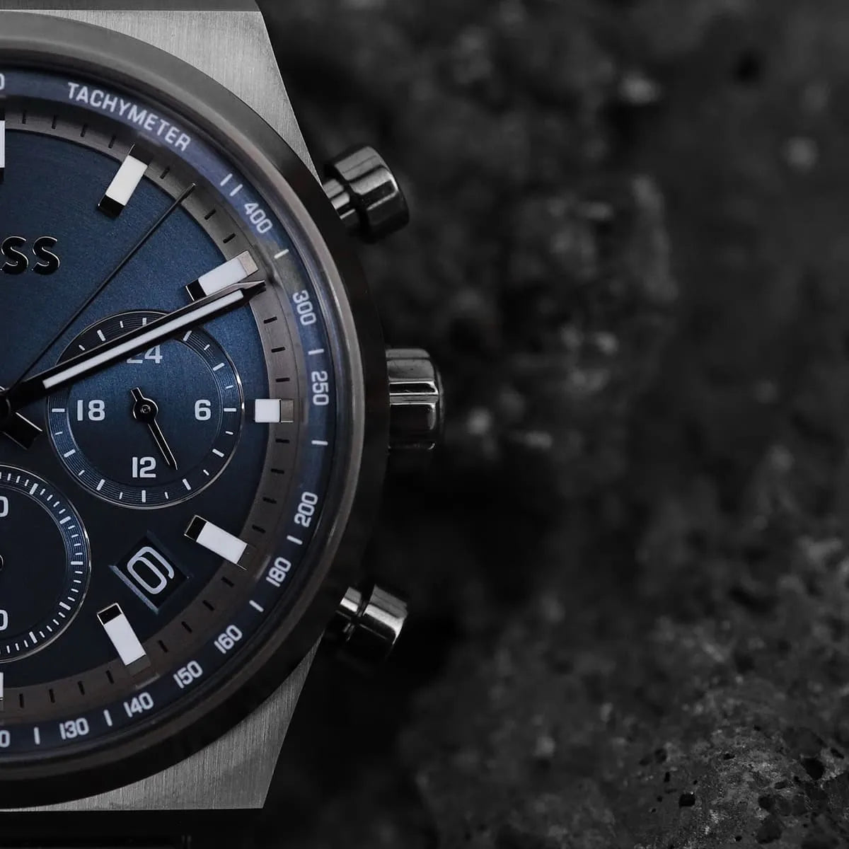 Detailed view of Candor Chrono chronograph dial showing subdials and tachymeter markings