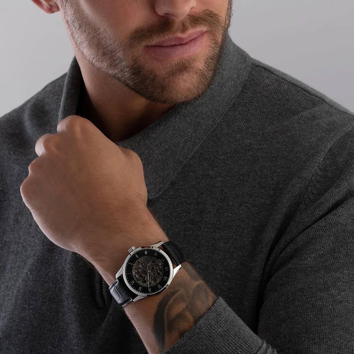 BOSS by Hugo Boss Black Calfskin Leather Mechanical-Automatic Men's Watch - 1514234 1514234 - Image 8