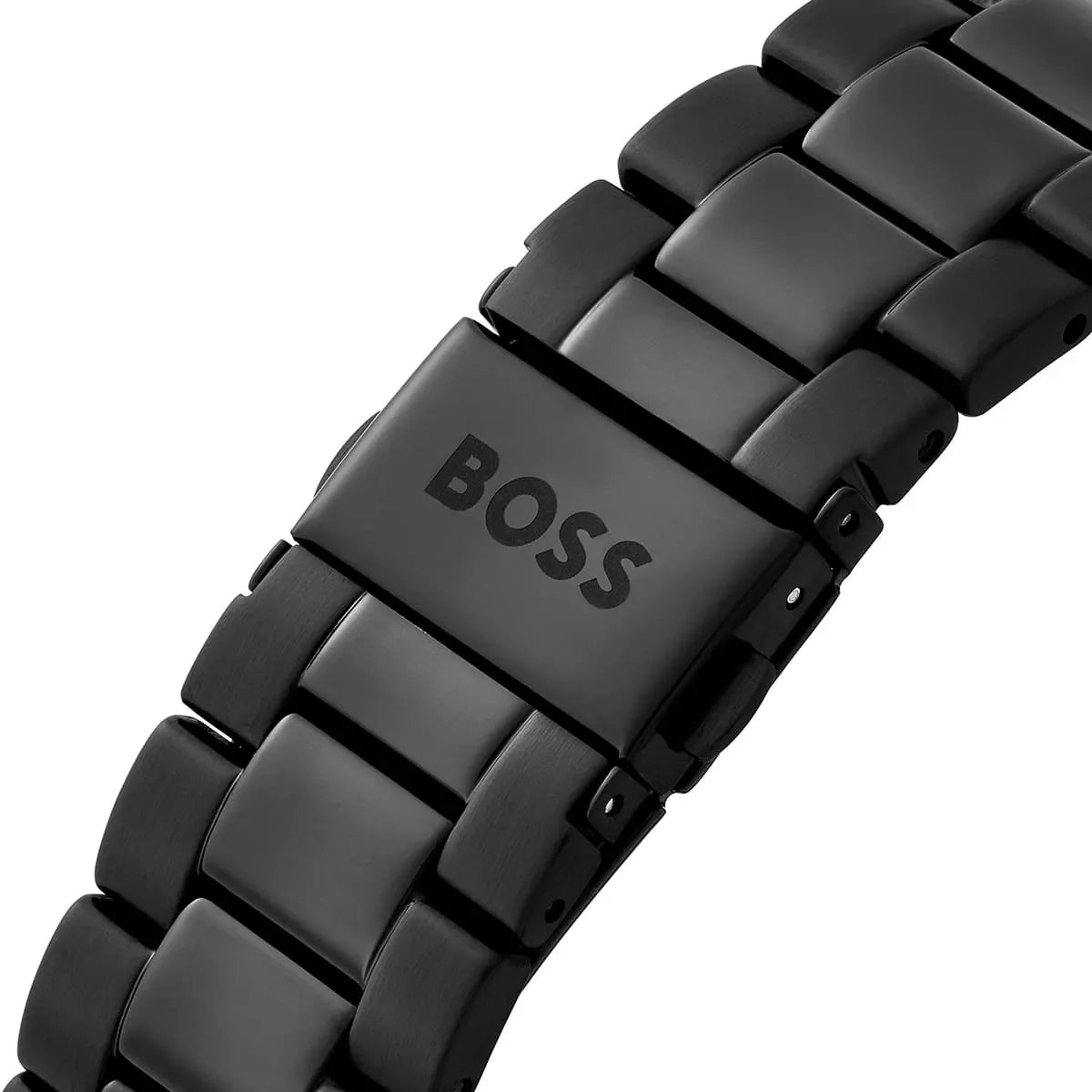 Hugo Boss Admiral black stainless steel bracelet with engraved BOSS logo on clasp