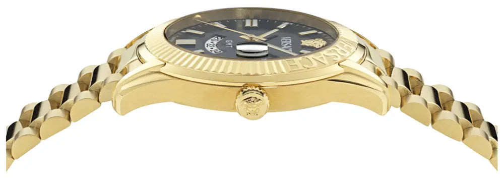 Versace Apodis GMT Black Dial Gold Men's Watch  VE0U00625