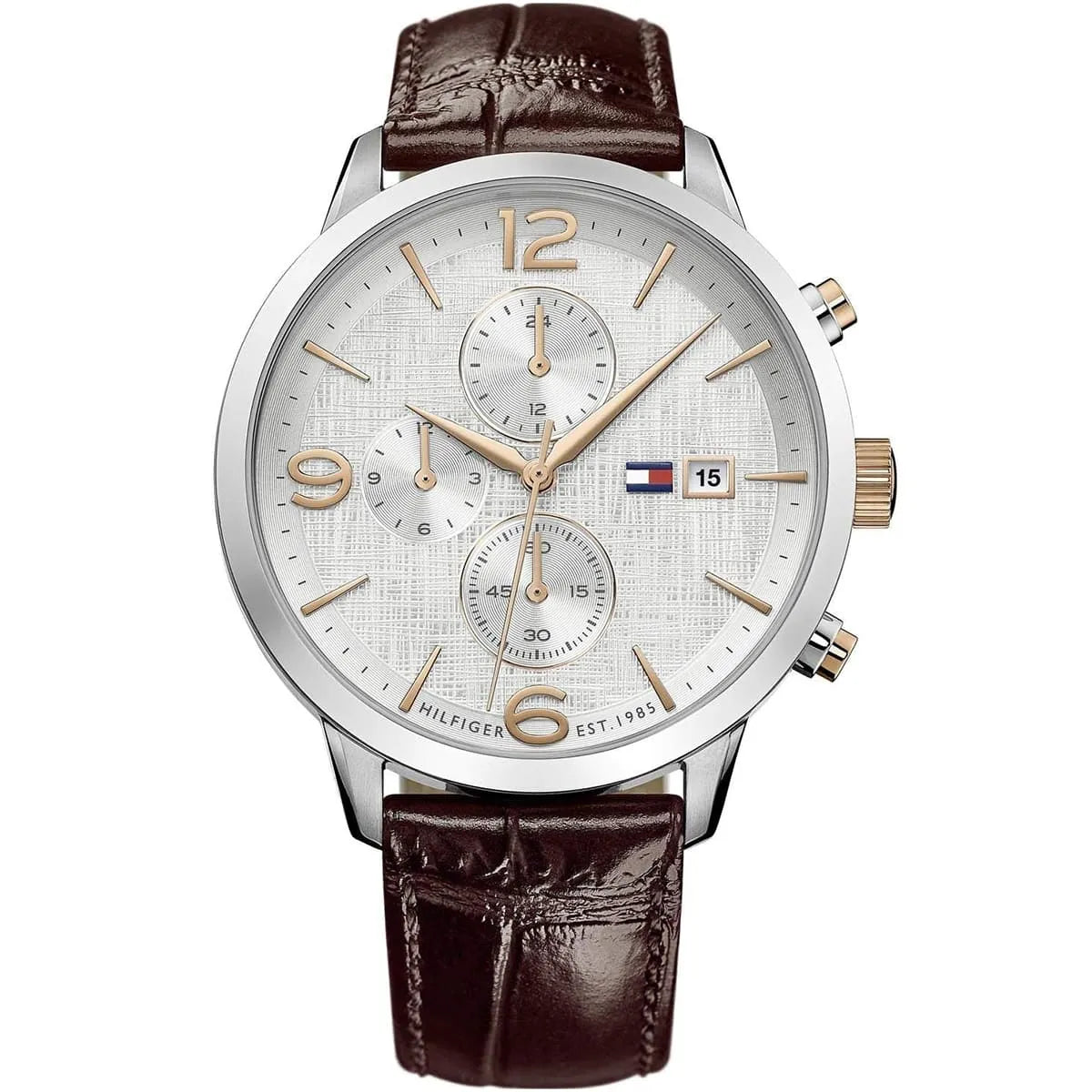 Tommy Hilfiger Quartz Leather Strap White Dial 42mm Men's Watch - 1710360