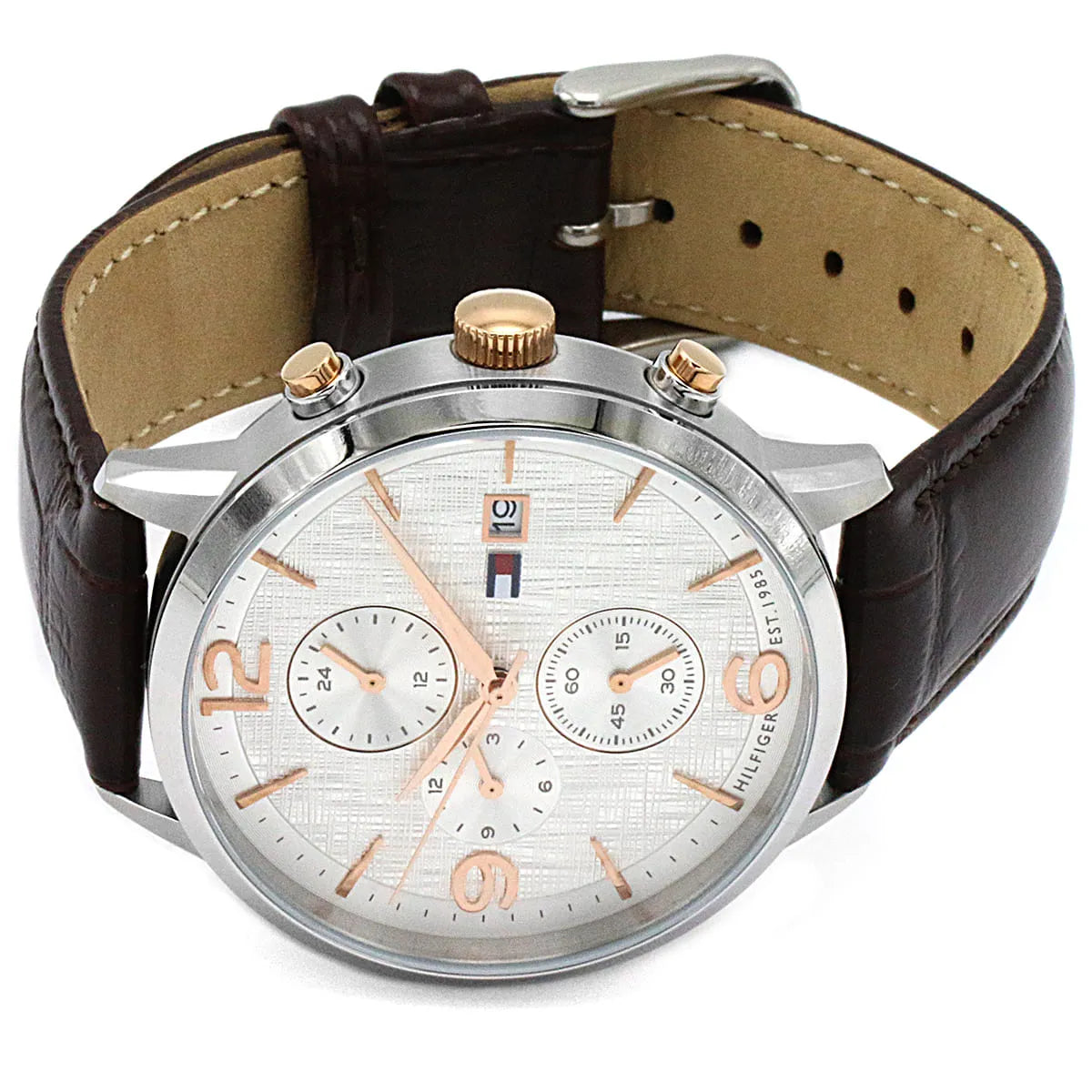 Tommy Hilfiger Quartz Leather Strap White Dial 42mm Men's Watch - 1710360