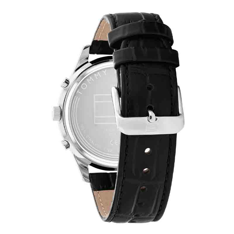 Tommy Hilfiger Black Multifunction Analog Black Leather Band Men's Watch - 1710502