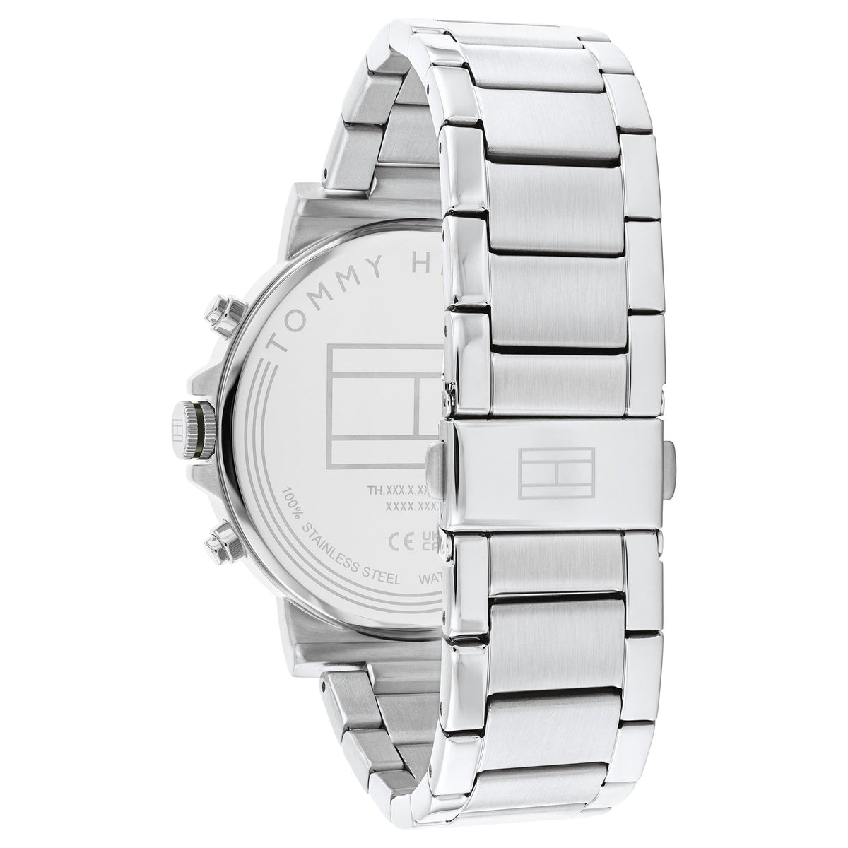 Tommy Hilfiger Tyson Chronograph Green Dial Silver Steel Strap Watch For Men - 1710587