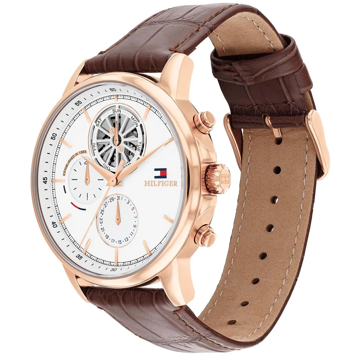 Tommy Hilfiger Brown Leather White Dial Multi-function Men's Watch - 1710606 1710606 - Image 2