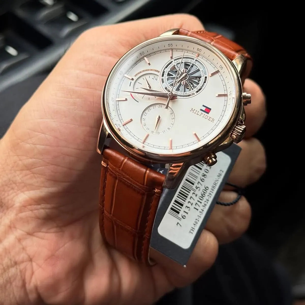 Tommy Hilfiger Brown Leather White Dial Multi-function Men's Watch - 1710606 1710606 - Image 8