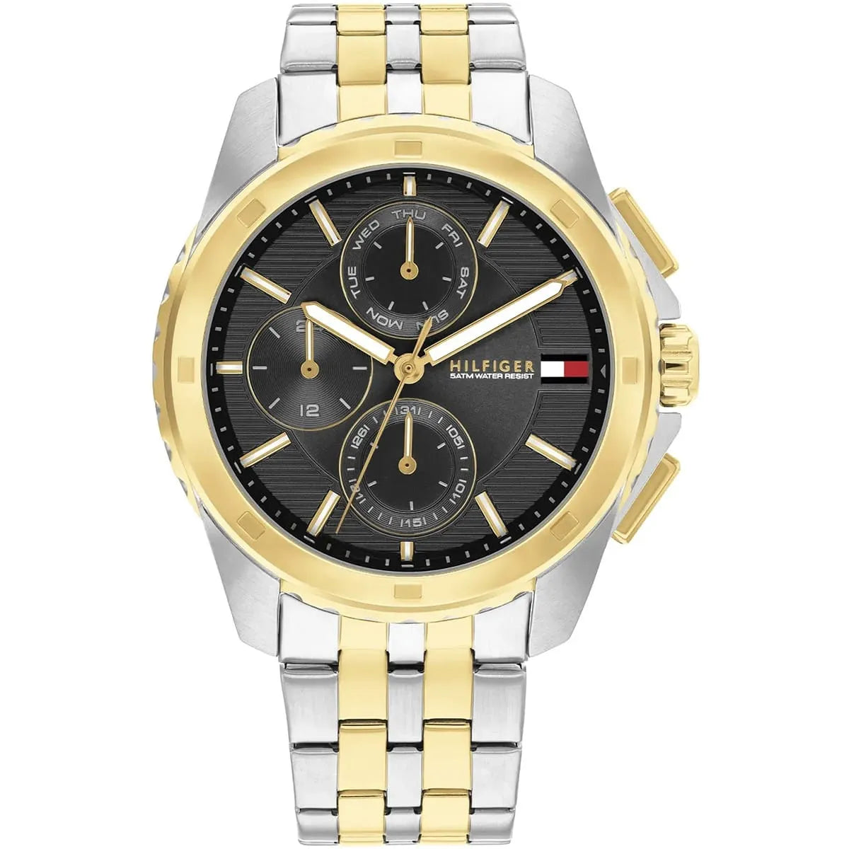 Tommy Hilfiger two-tone stainless steel watch with grey dial and chronograph subdials