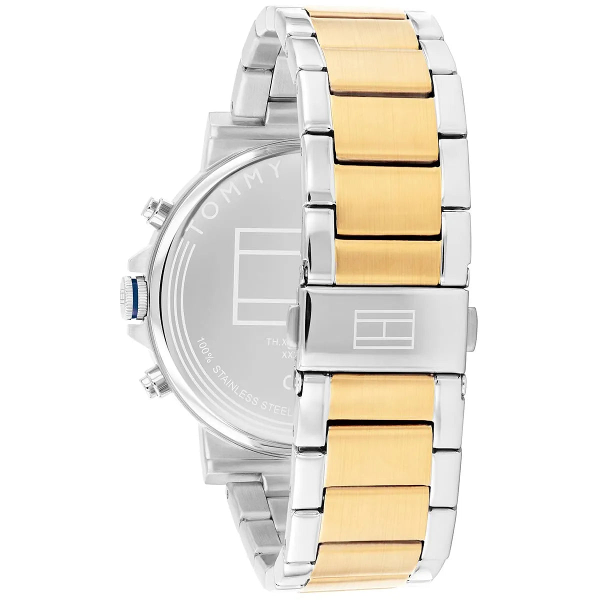 Two-tone gold and silver metal bracelet with alternating links