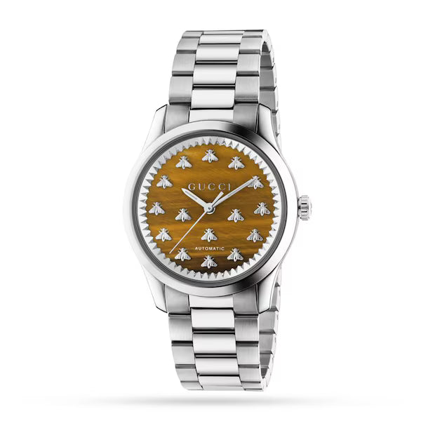 GUCCI G-Timeless 38MM AUTO S-Steel Brown Dial Unisex Watch YA1264177