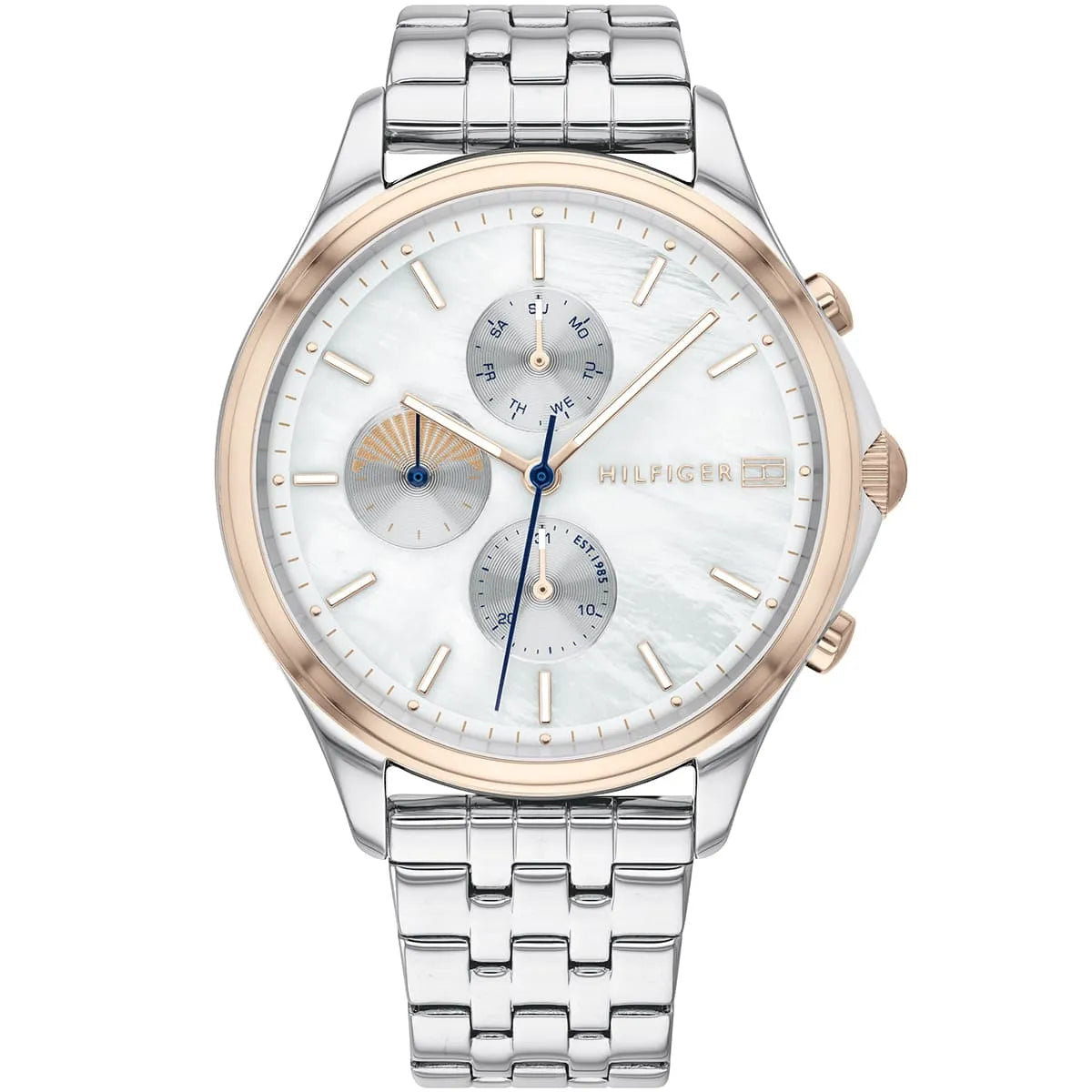 Tommy Hilfiger Whitney women's chronograph watch with white dial and stainless steel bracelet