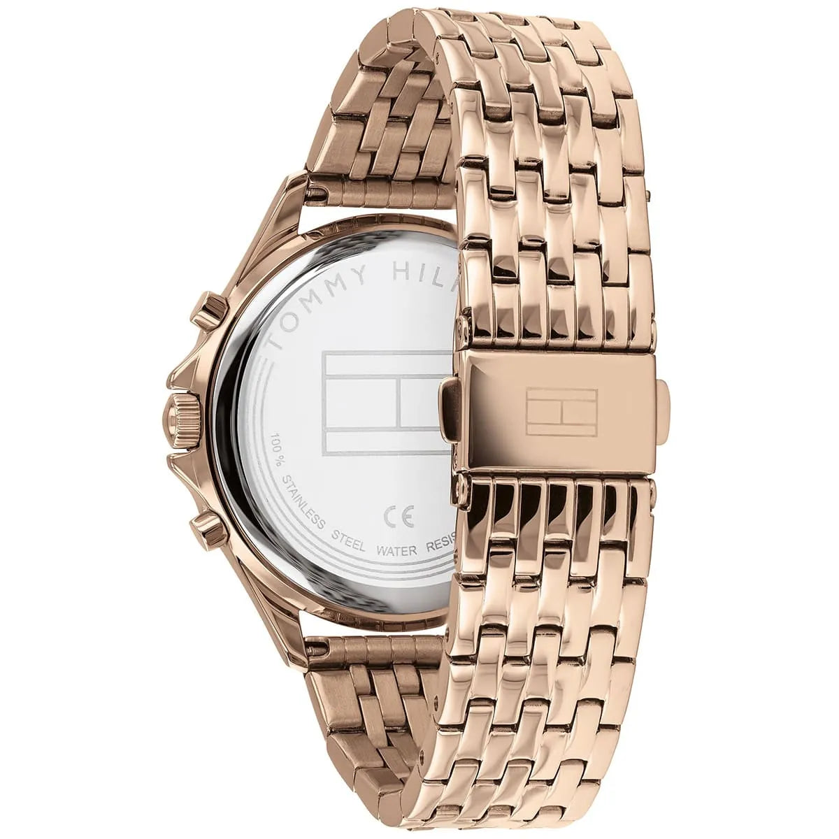 Tommy Hilfiger Ari watch caseback detail showing engravings