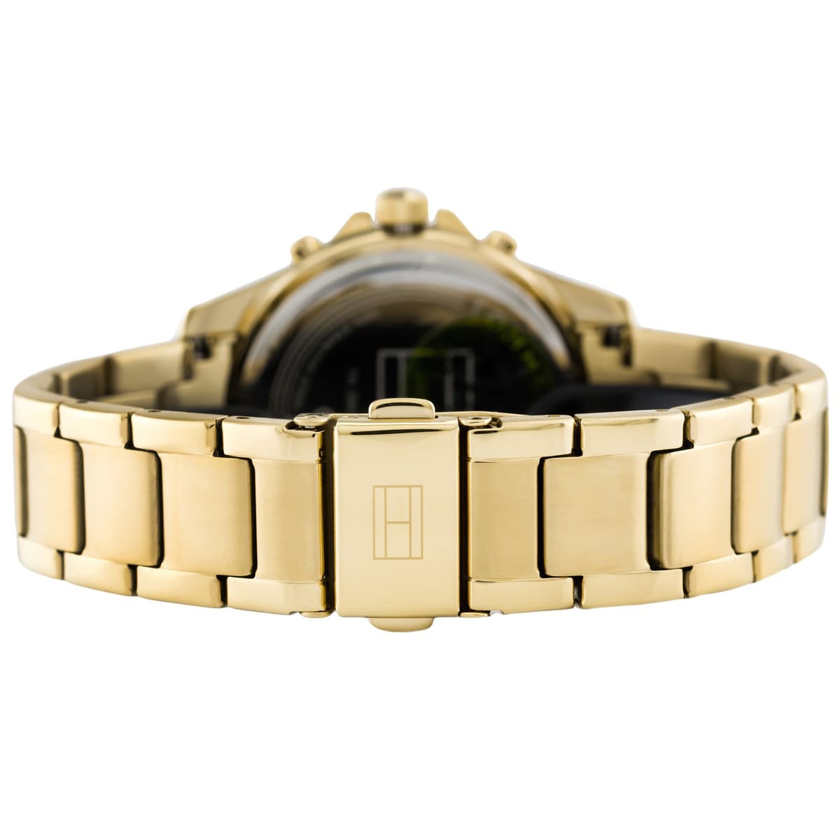 Tommy Hilfiger gold steel bracelet with fold-over clasp and logo detail