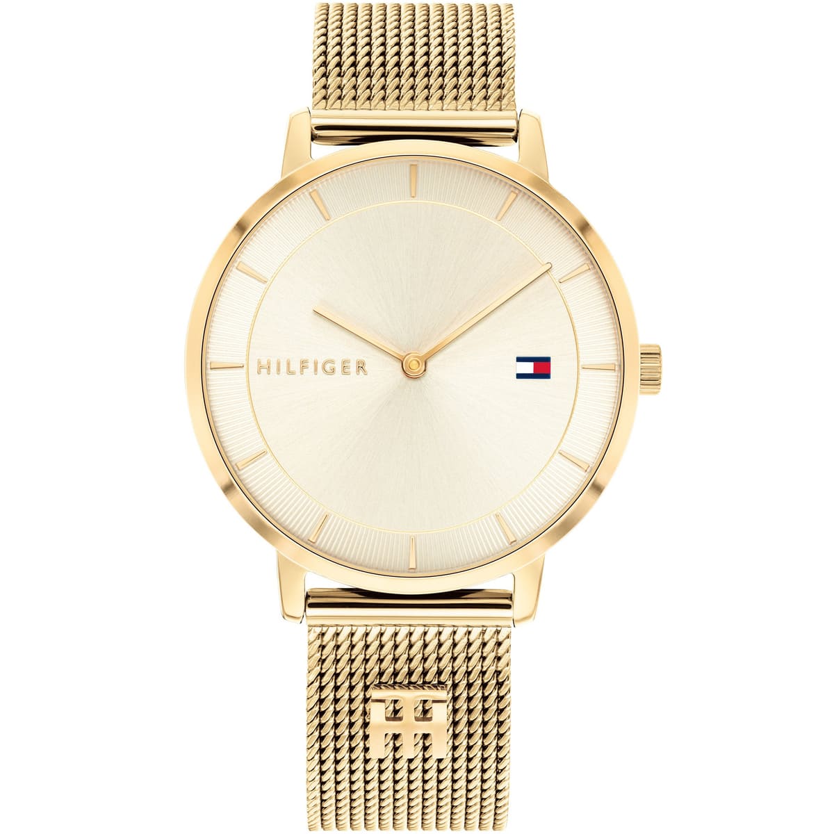 Tommy Hilfiger 1782286 gold quartz watch with cream dial and golden mesh bracelet strap
