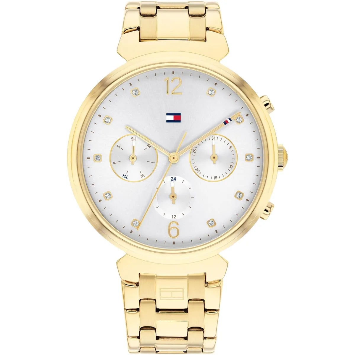 Tommy Hilfiger Ivy gold stainless steel women's watch with silver dial and chronograph subdials