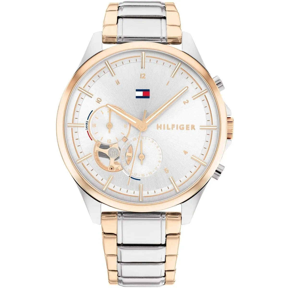 Tommy Hilfiger Quinn women's watch with silver dial, rose gold and steel case and bracelet