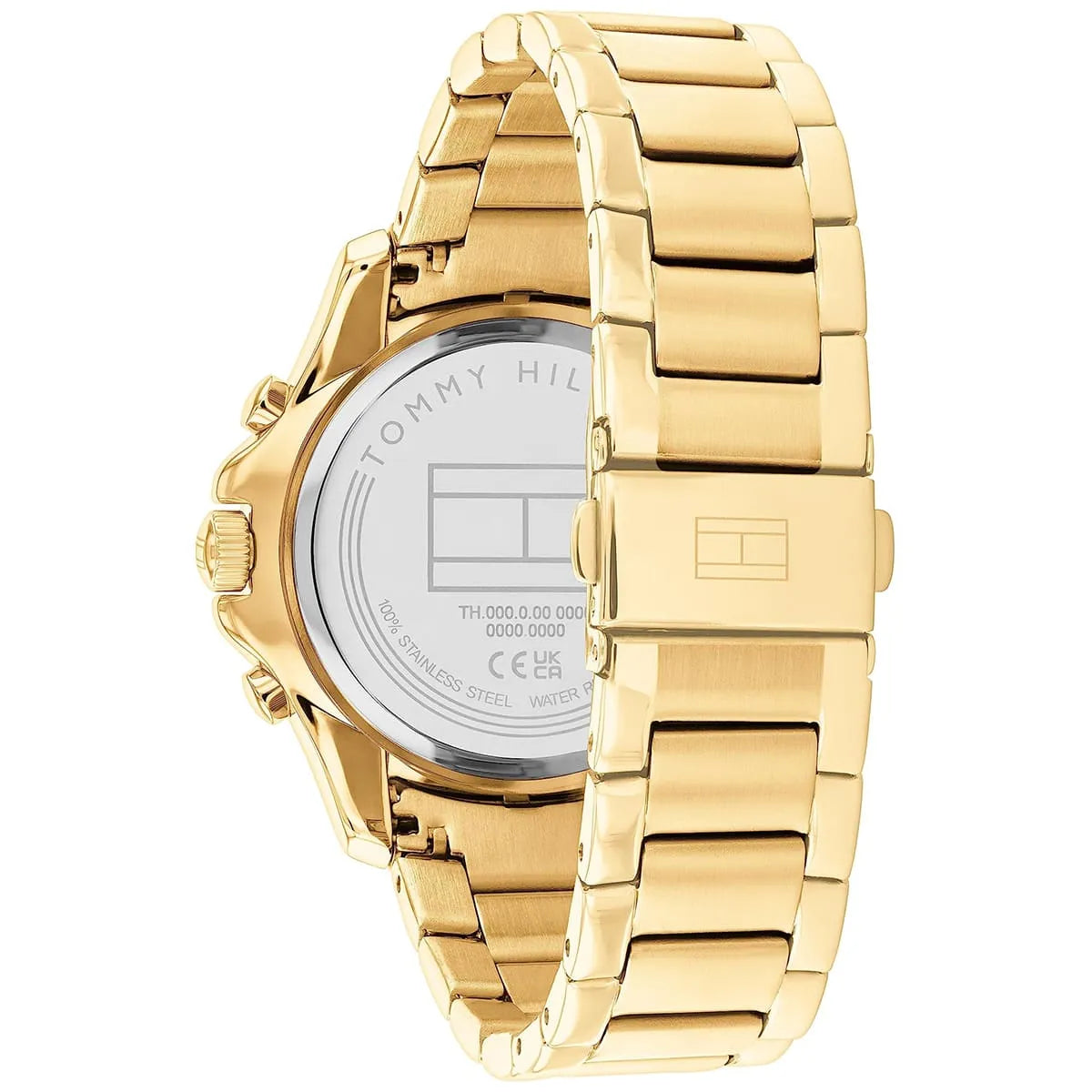 Tommy Hilfiger Libby watch caseback showing stainless steel case with Tommy Hilfiger branding