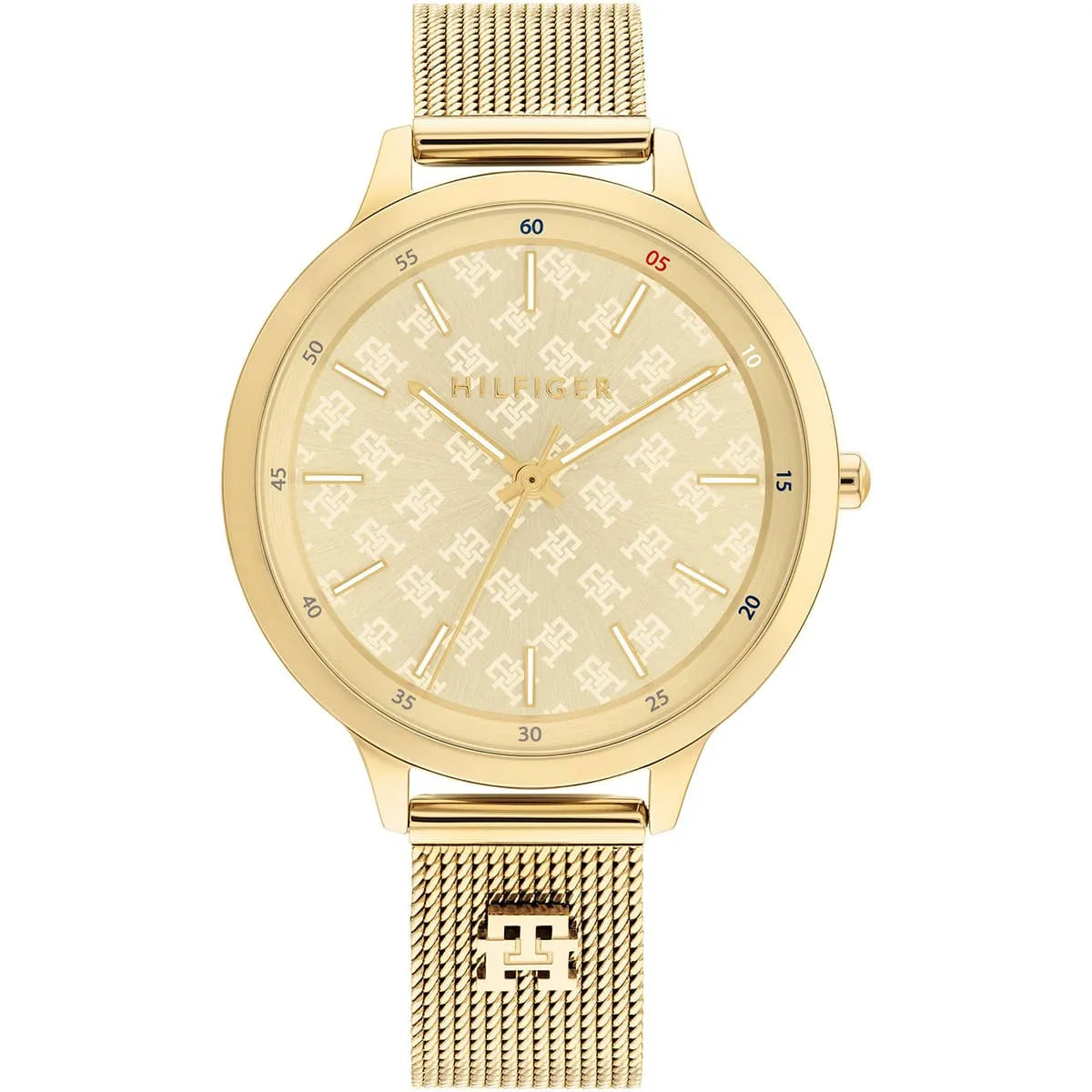 Tommy Hilfiger Gold Steel Mesh Light Champagne Dial Slim Women's Watch - 1782588