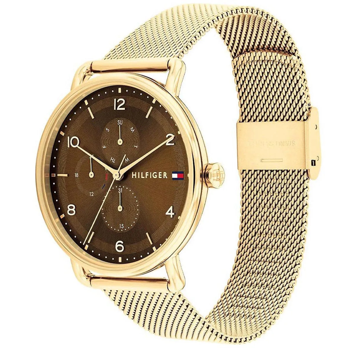 Tommy Hilfiger Lily watch angle view showing case and mesh strap