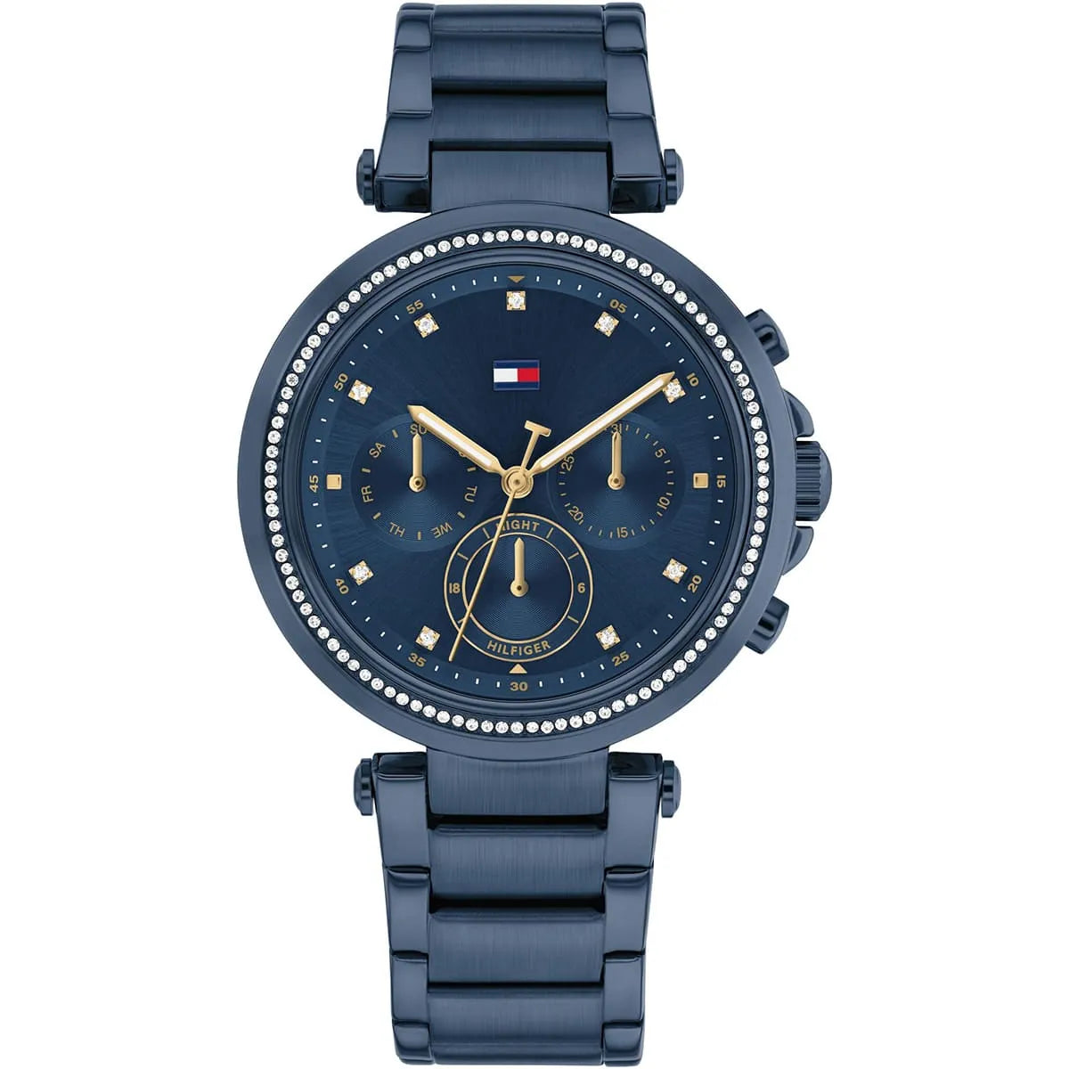 Tommy Hilfiger Emily women's watch with navy blue chronograph dial and navy stainless steel strap