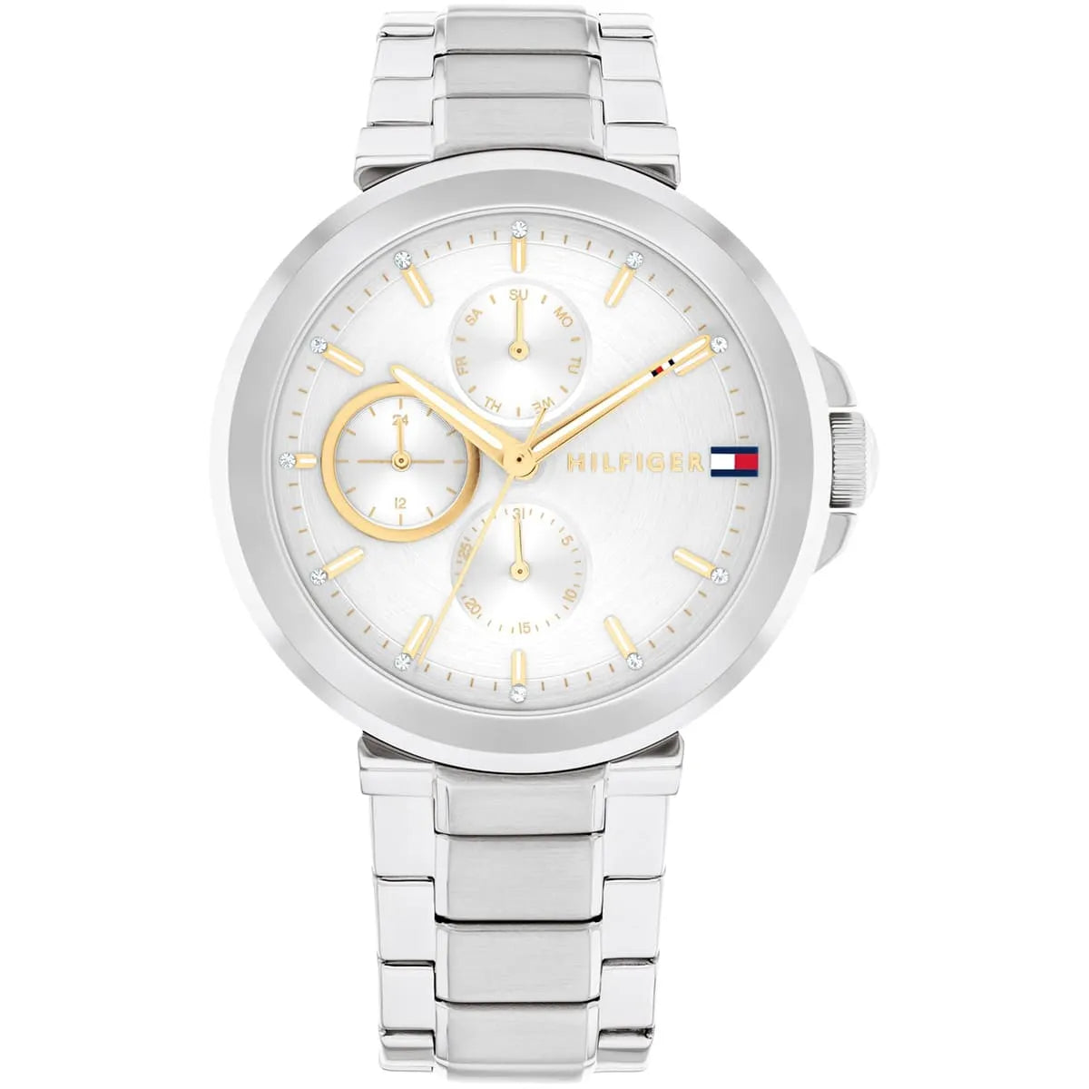Tommy Hilfiger Lori silver multifunction watch with silver dial and stainless steel bracelet