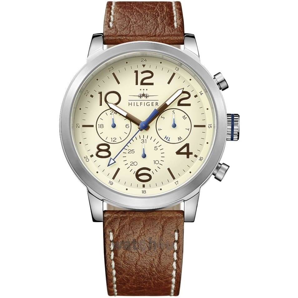 Tommy Hilfiger Beige Dial Leather Strap Men's Watch 1791230