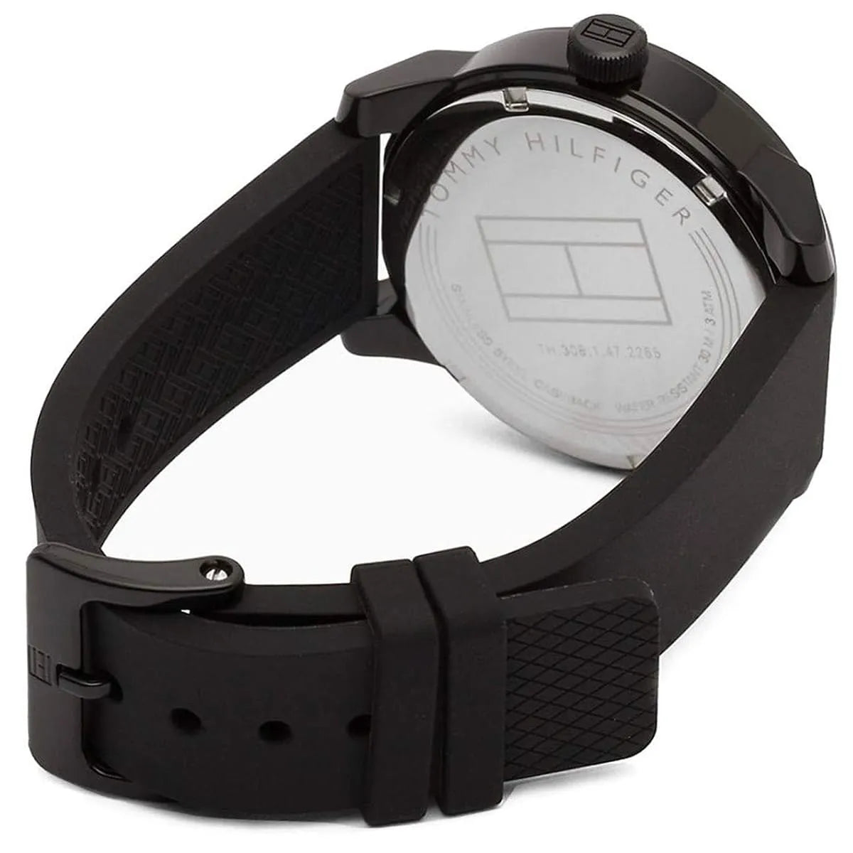 Tommy Hilfiger watch case back showing movement and branding