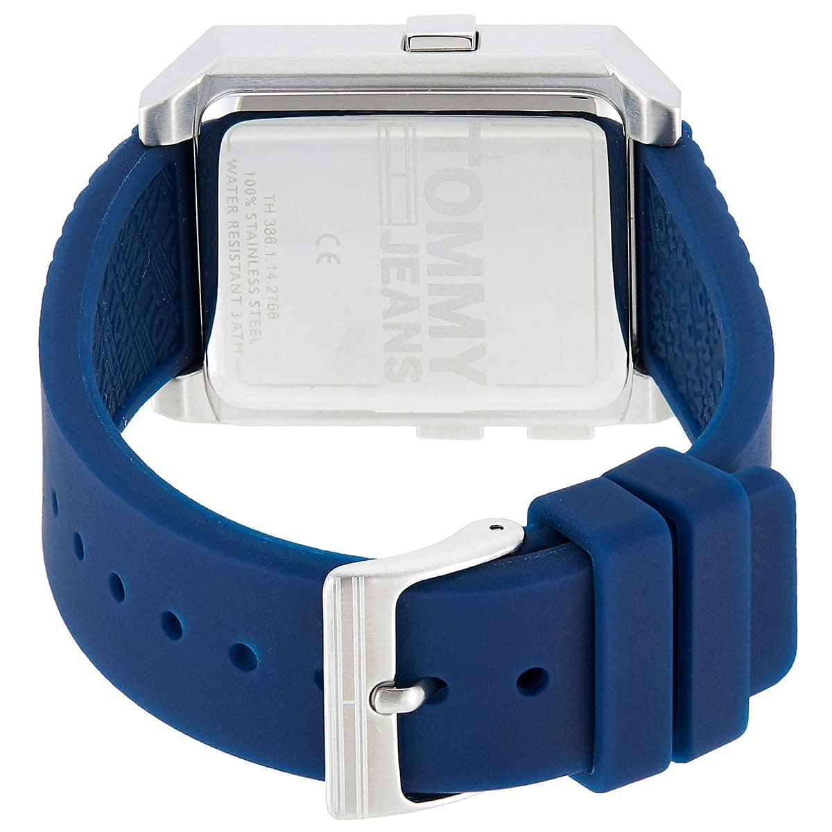 Tommy Hilfiger Jeans watch caseback with engraved branding and specifications