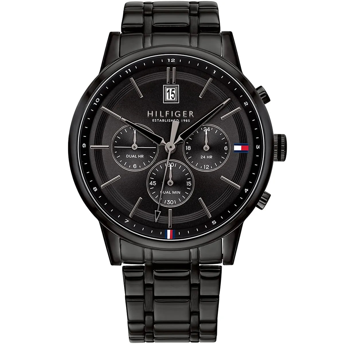 Tommy Hilfiger 1791695 black dial chronograph watch with stainless steel bracelet