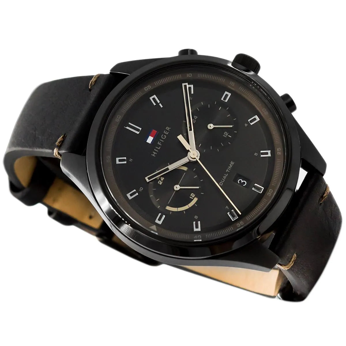 Tommy Hilfiger Bennett Black Dial Leather Strap Men's Watch - 1791731
