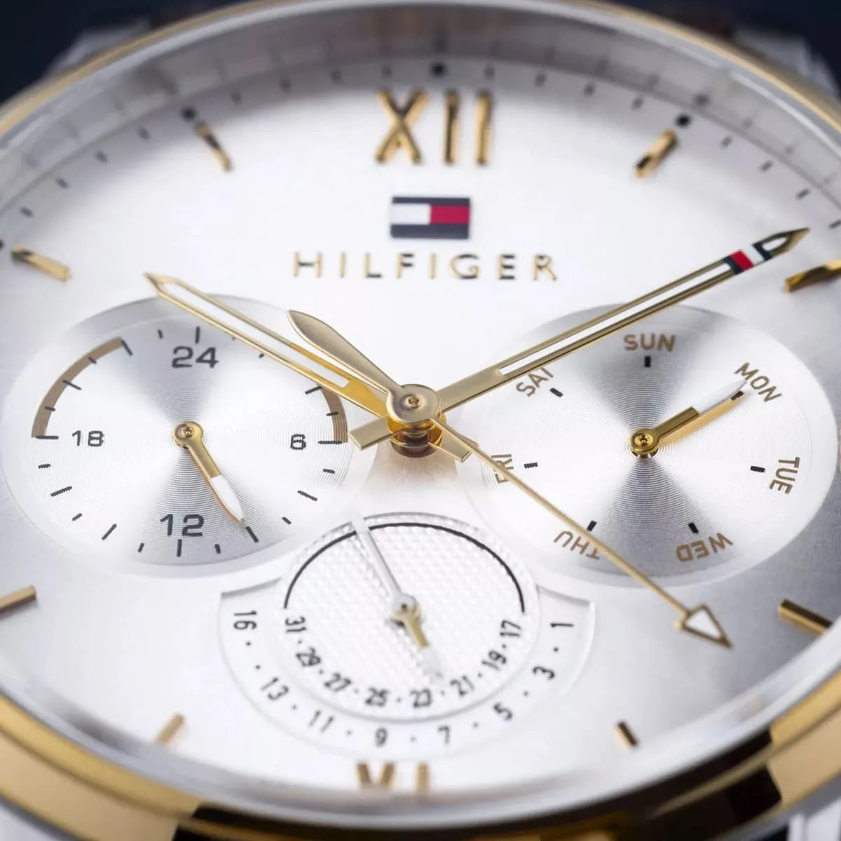 Tommy Hilfiger Multifunction Silver Round Dial Brown Leather Strap Watch For Men - 1791884