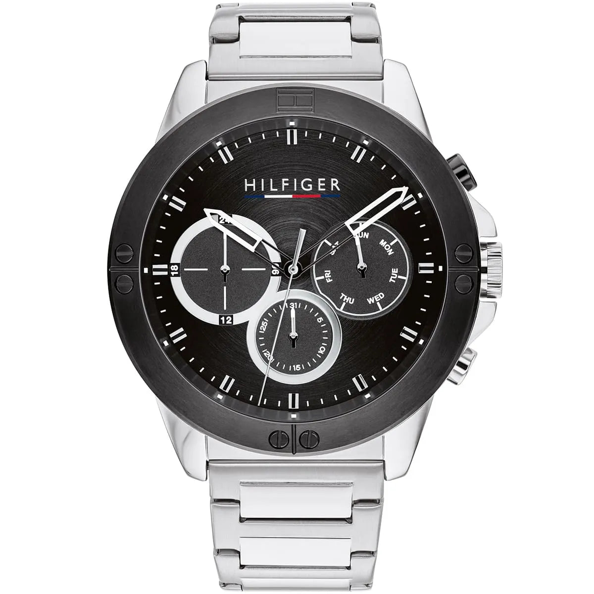 Tommy Hilfiger Quartz Silver Stainless Steel Black Dial 46mm Men's Watch - 1791890