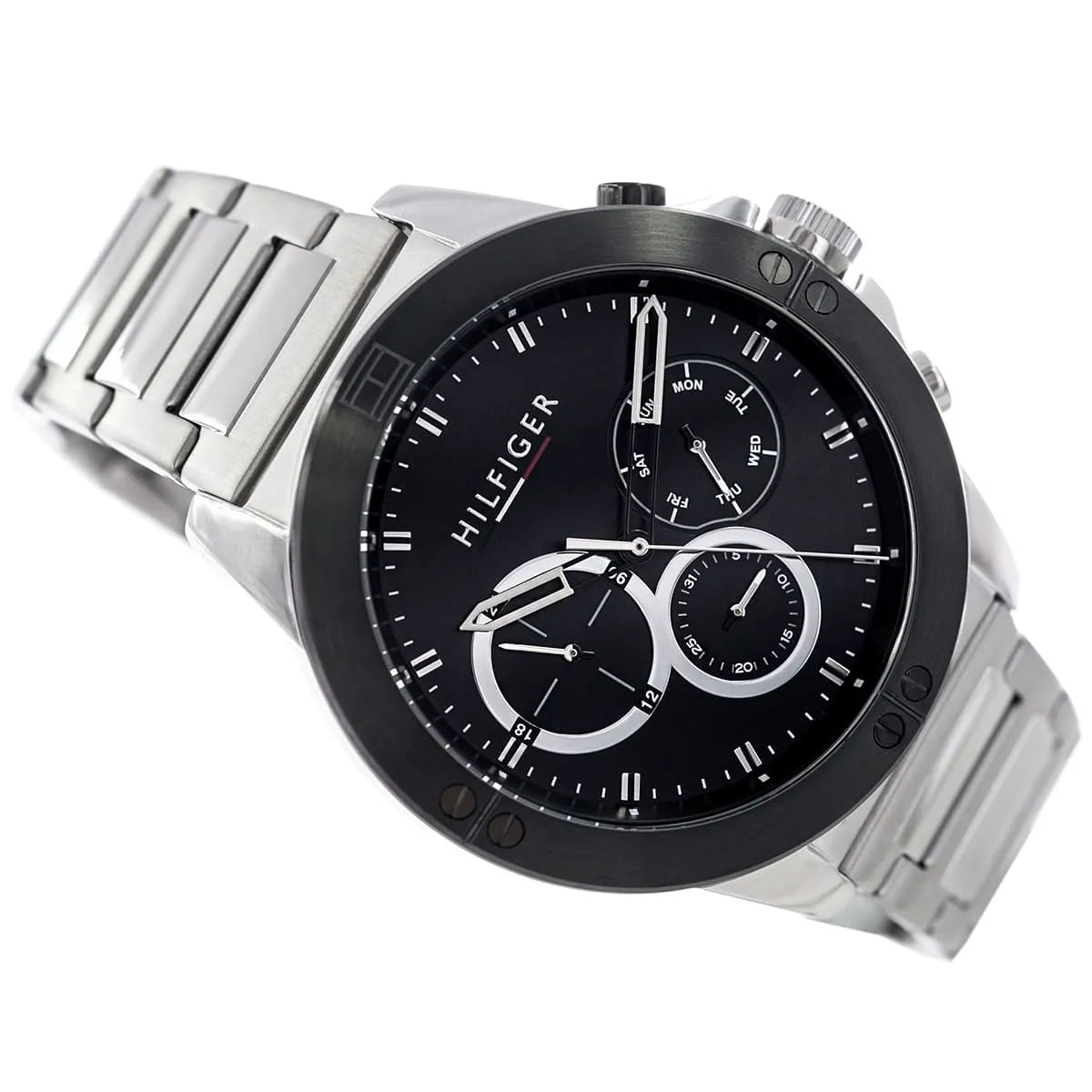 Tommy Hilfiger Quartz Silver Stainless Steel Black Dial 46mm Men's Watch - 1791890