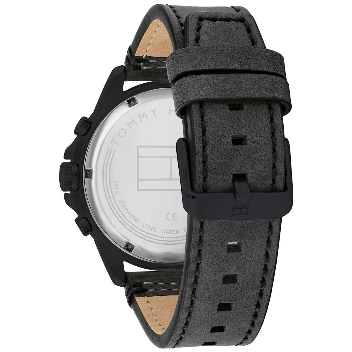 Tommy Hilfiger Black Leather Multi-function Men's Watch - 1791893