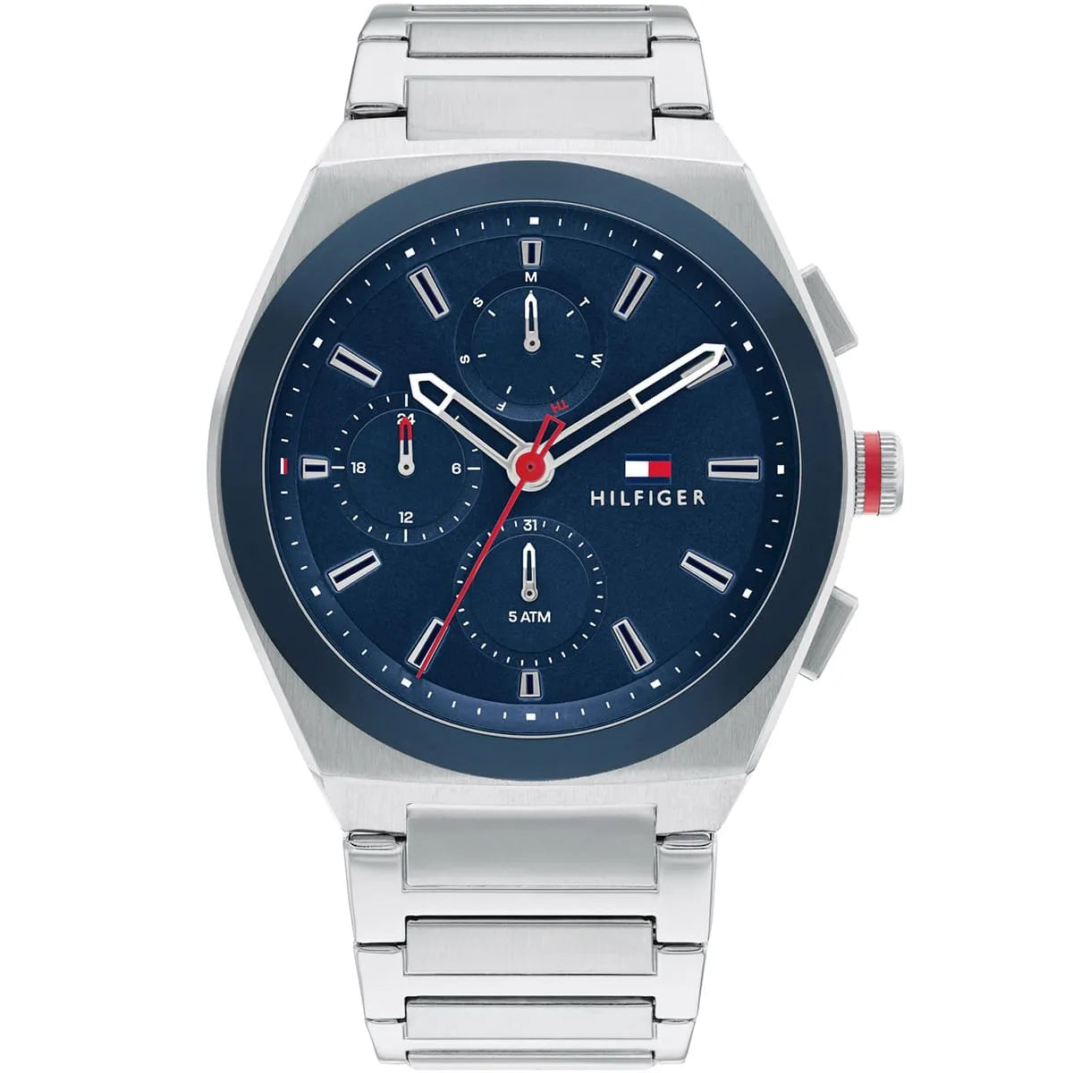 Tommy Hilfiger Connor men's watch with navy blue chronograph dial and silver stainless steel bracelet