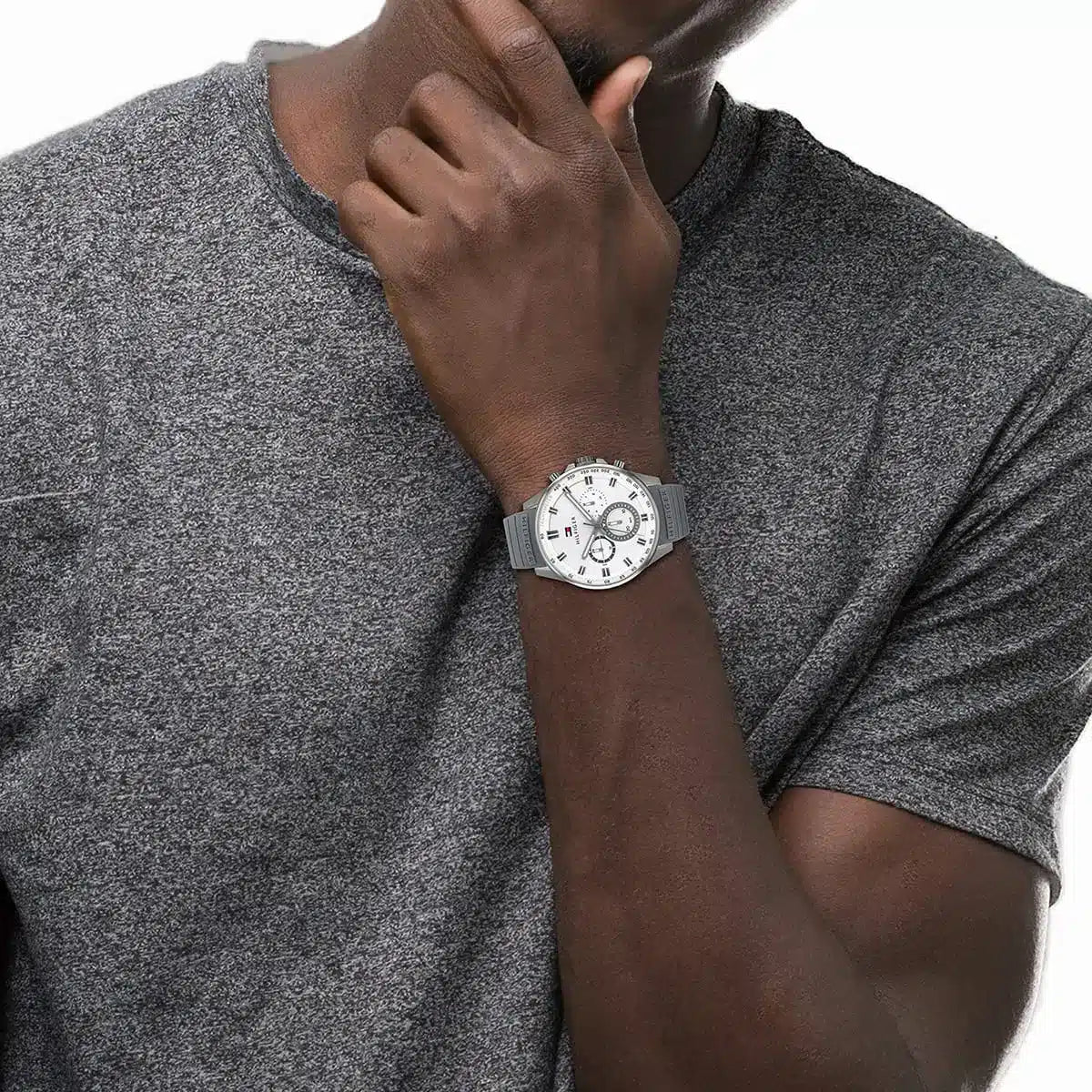Tommy Hilfiger Max Grey & White Chronograph Mens Watch - 1791972