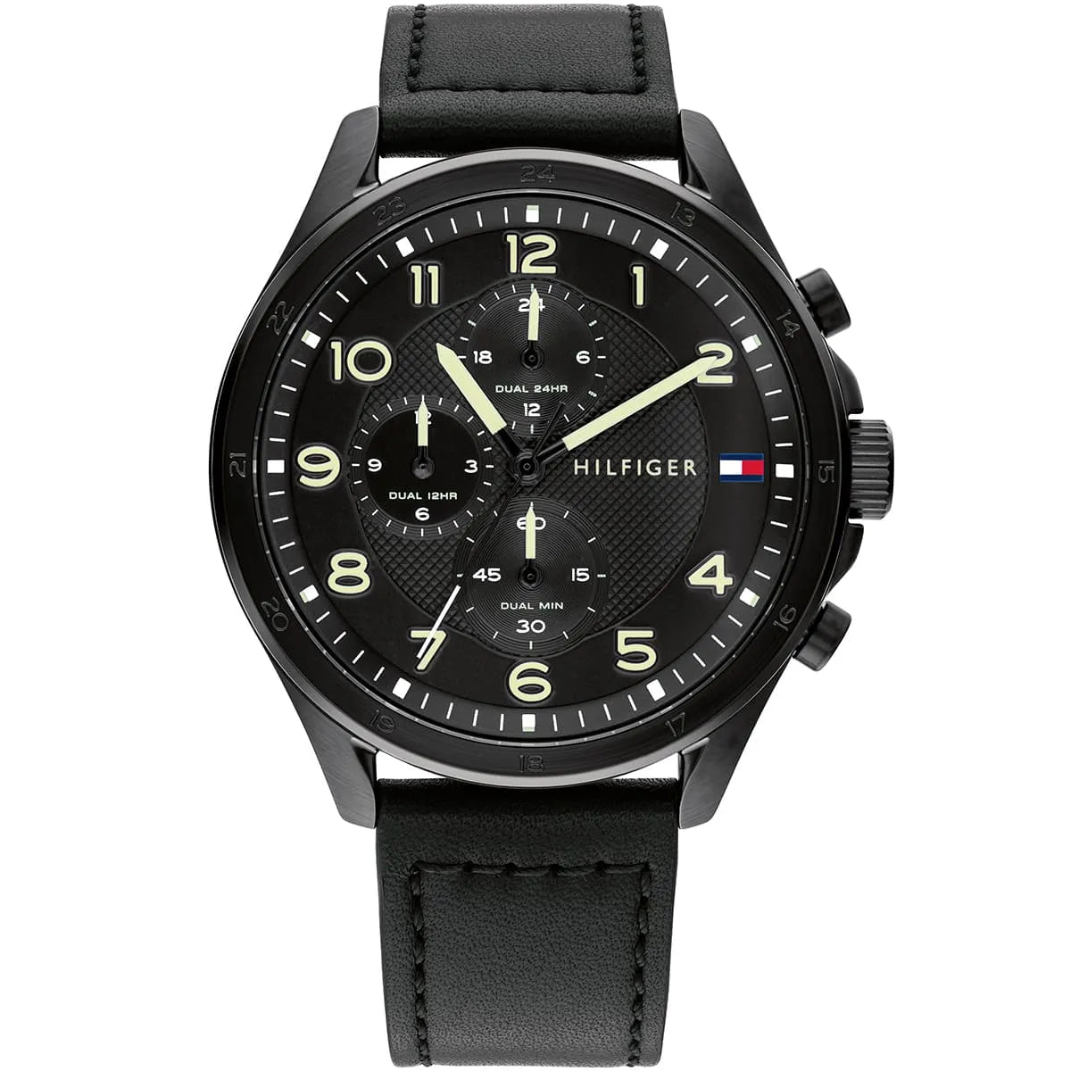 Tommy Hilfiger Axel Black Dial Leather Strap Men's Watch 1792004