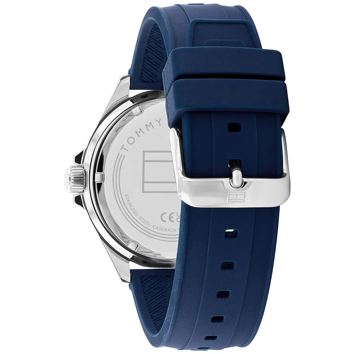 Tommy Hilfiger Logan watch caseback with Tommy branding visible