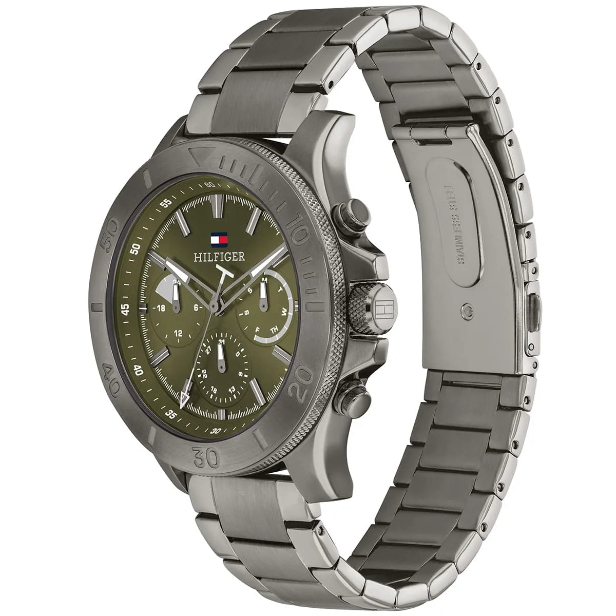 Tommy Hilfiger Quartz Multifunction Green Dial Grey Stainless Steel Strap Watch for Men - 1792115