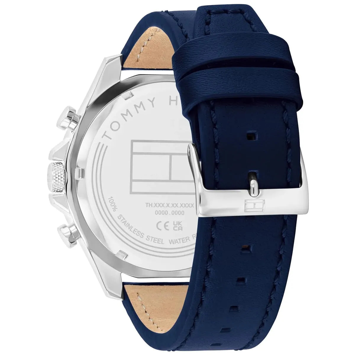 Caseback of Tommy Hilfiger Clark watch displaying model number and specifications