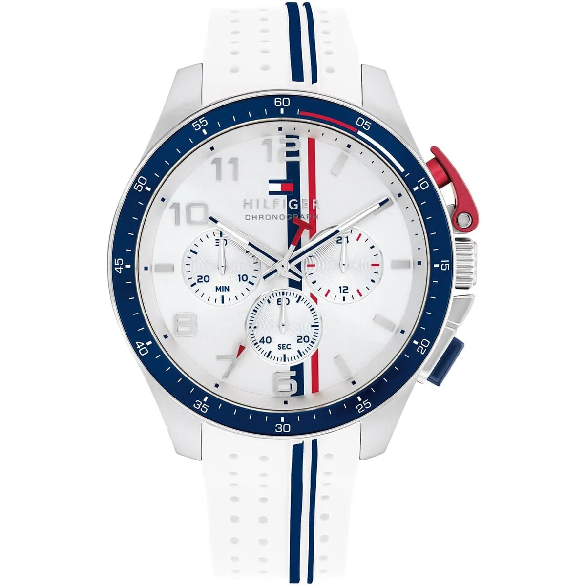 Tommy Hilfiger White Silicone Silver White Dial Chronograph Men's Watch - 1792167